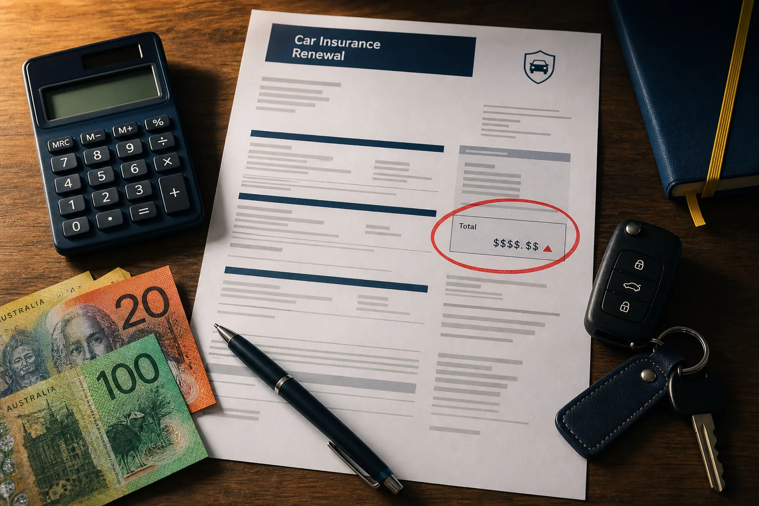 Insurance renewal paperwork and calculator